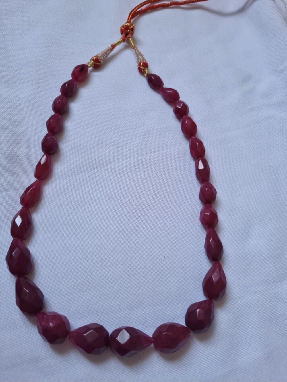Faceted Red Bead Necklace for Women, Natural Stone